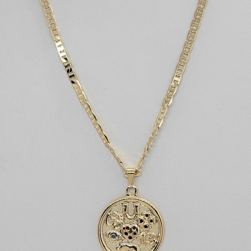 Last One Brand New Brazilian 18k Gold Filled Multi Lucky Charms Necklace - Picture 5 of 7